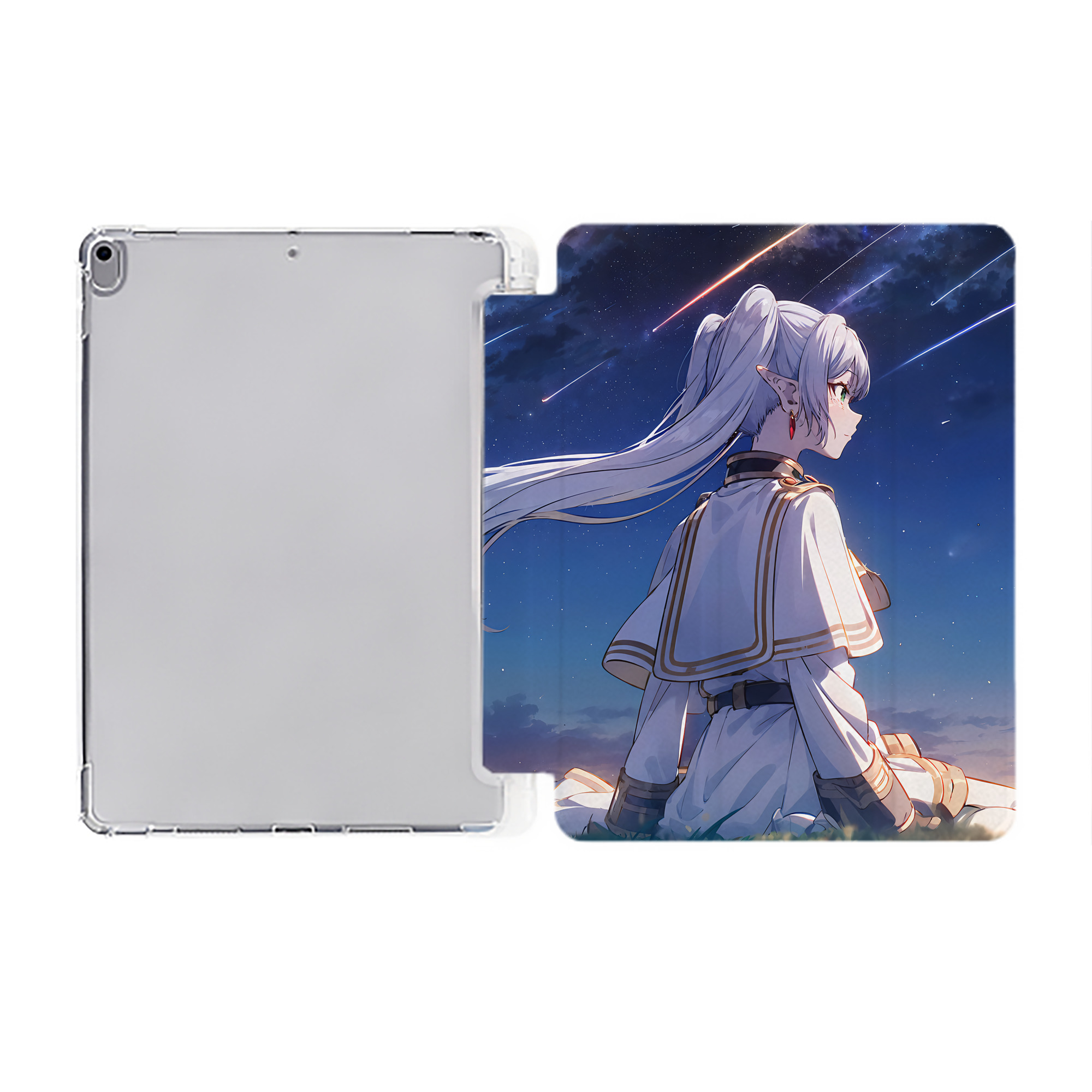 （画像用） 葬送のフリーレン Frieren IPad ケース ペン収納付き 三つ折りスタンド PUレザー×シリコン 対応機種9.5/10.5/10.9インチ